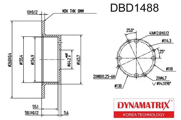 DBD1488 DYNAMAX Диск тормозной (фото 1)