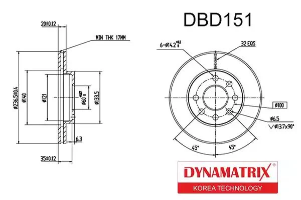 DBD151 DYNAMAX Тормозной диск (фото 1)