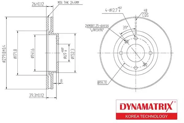 DBD1522 DYNAMAX Диск тормозной (фото 1)