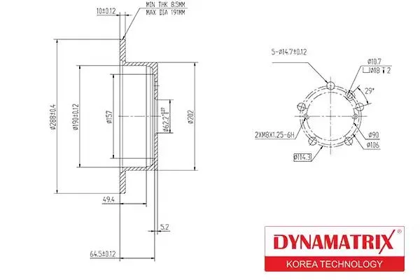 DBD1545 DYNAMAX Диск тормозной (фото 1)