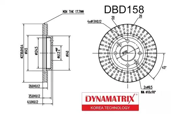 DBD158 DYNAMAX Диск тормозной (фото 1)