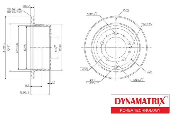 DBD1597 DYNAMAX Диск тормозной (фото 1)