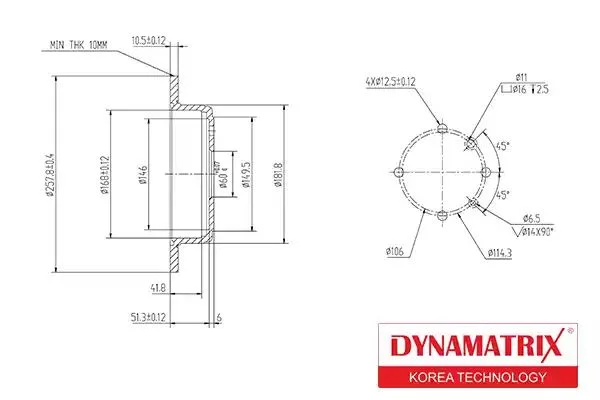 DBD1606 DYNAMAX Тормозной диск (фото 1)