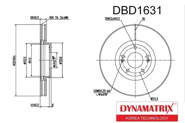 DBD1631 DYNAMAX Тормозной диск (фото 1)