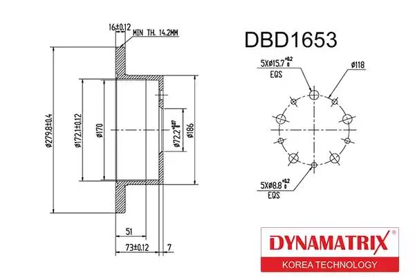 DBD1653 DYNAMAX Диск тормозной (фото 1)
