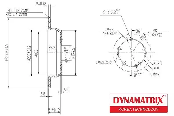 DBD1860 DYNAMAX Тормозной диск (фото 1)