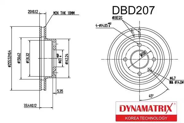 DBD207 DYNAMAX Тормозной диск (фото 1)