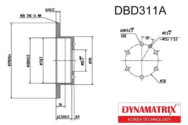 DBD311A DYNAMAX Диск тормозной (фото 1)
