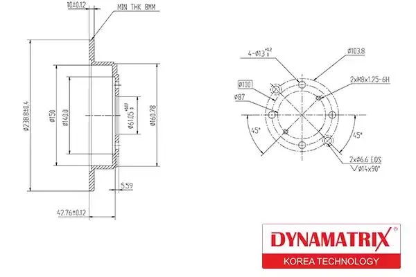 DBD468 DYNAMAX Тормозной диск (фото 1)