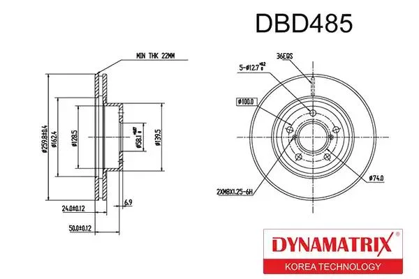 DBD485 DYNAMAX Тормозной диск (фото 1)