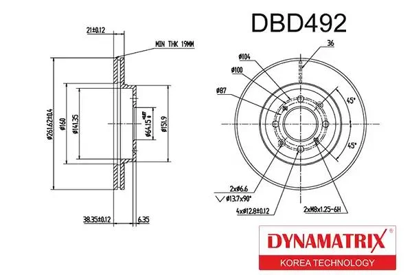 DBD492 DYNAMAX Диск тормозной (фото 1)