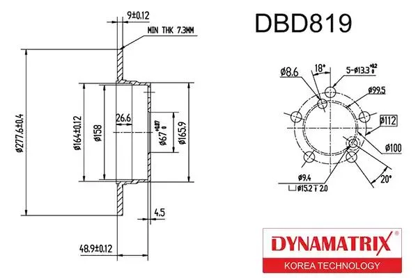 DBD819 DYNAMAX Диск тормозной (фото 1)
