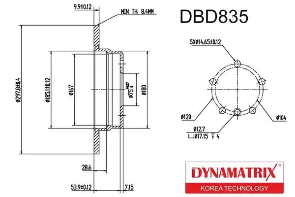 DBD835 DYNAMAX Диск тормозной (фото 1)