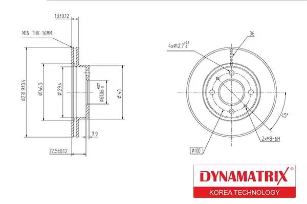 DBD866 DYNAMAX Диск тормозной (фото 1)