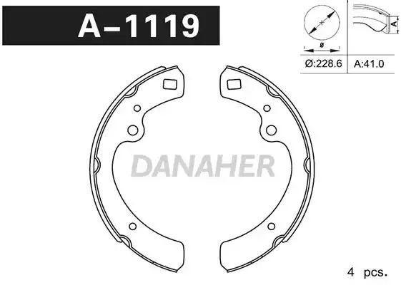 A1119 DANAHER Комлект тормозных накладок (фото 1)