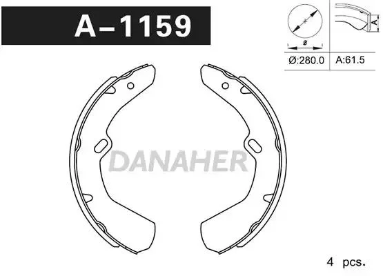A1159 DANAHER Комлект тормозных накладок (фото 1)