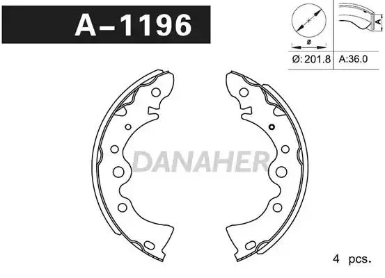 A1196 DANAHER Комлект тормозных накладок (фото 1)