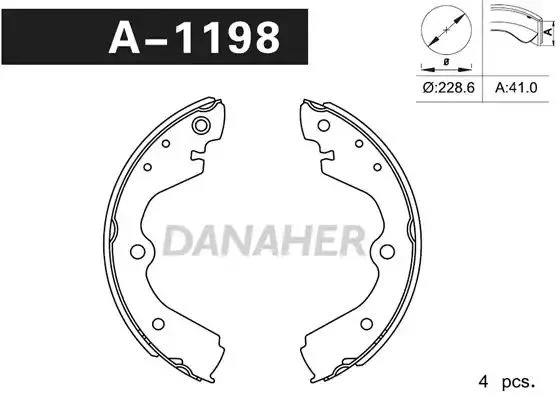 A1198 DANAHER Комлект тормозных накладок (фото 1)