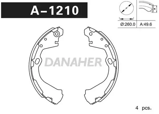 A1210 DANAHER Комлект тормозных накладок (фото 1)