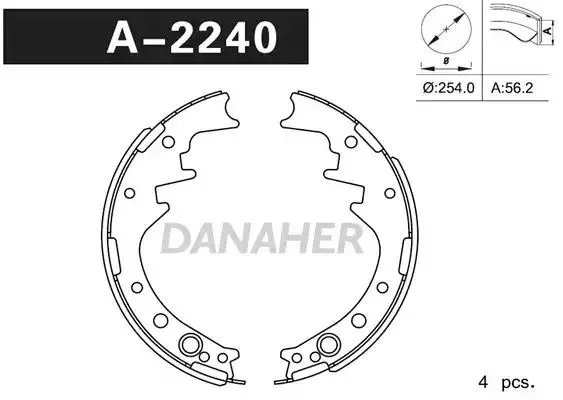 A2240 DANAHER Комлект тормозных накладок (фото 1)