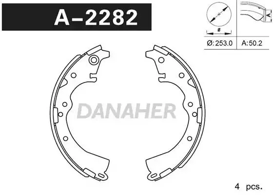 A2282 DANAHER Комлект тормозных накладок (фото 1)