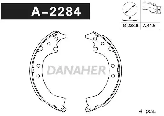 A2284 DANAHER Комлект тормозных накладок (фото 1)
