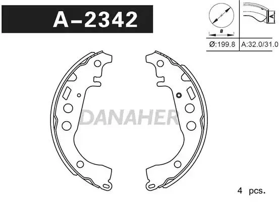 A2342 DANAHER Комлект тормозных накладок (фото 1)