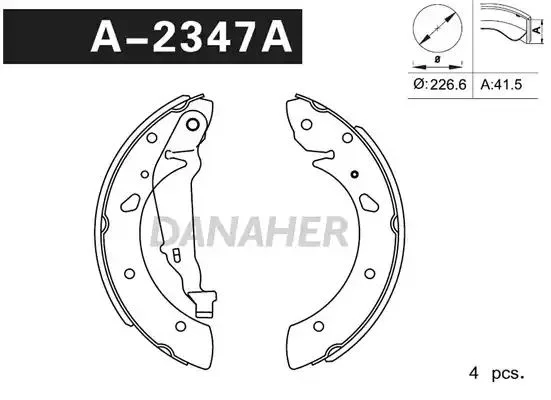 A2347A DANAHER Комлект тормозных накладок (фото 1)