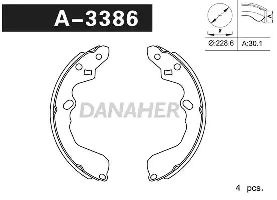 A3386 DANAHER Комлект тормозных накладок (фото 1)