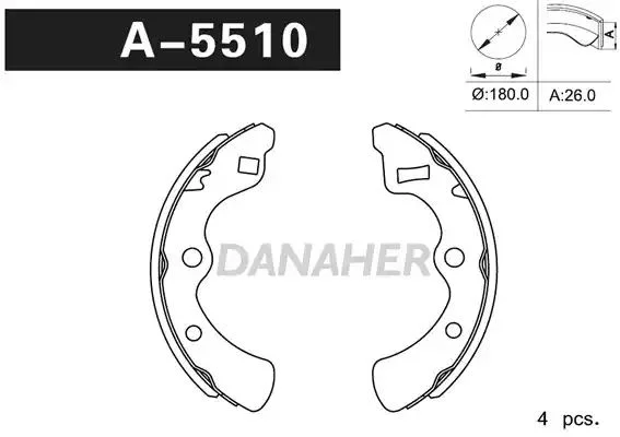 A5510 DANAHER Комлект тормозных накладок (фото 1)