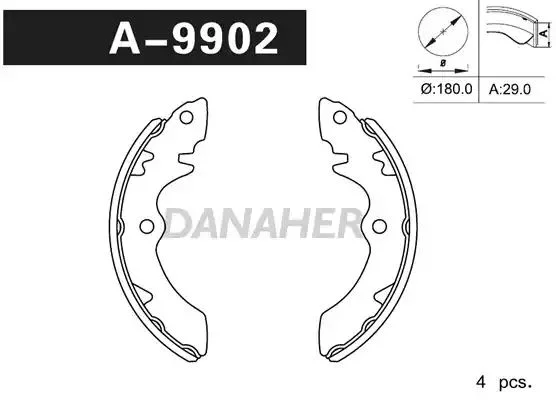 A9902 DANAHER Комлект тормозных накладок (фото 1)
