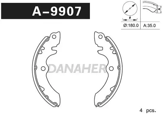 A9907 DANAHER Комлект тормозных накладок (фото 1)