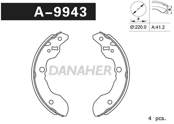 A9943 DANAHER Комлект тормозных накладок (фото 1)