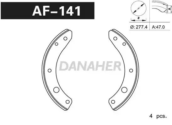 AF141 DANAHER Комлект тормозных накладок (фото 1)