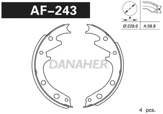 AF243 DANAHER Комлект тормозных накладок (фото 1)