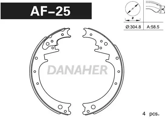 AF25 DANAHER Комлект тормозных накладок (фото 1)