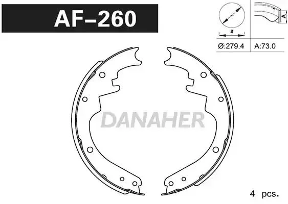 AF260 DANAHER Комлект тормозных накладок (фото 1)