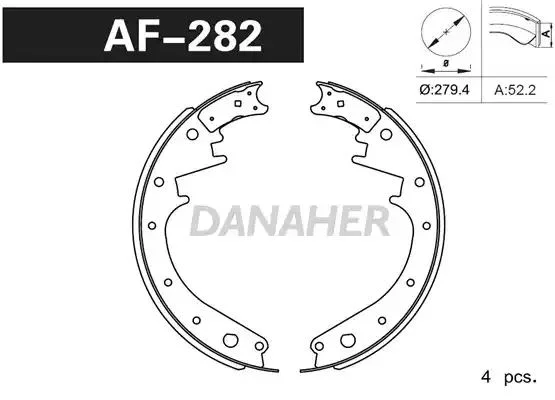 AF282 DANAHER Комлект тормозных накладок (фото 1)