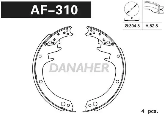 AF310 DANAHER Комлект тормозных накладок (фото 1)