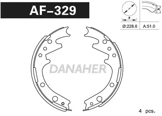 AF329 DANAHER Комлект тормозных накладок (фото 1)