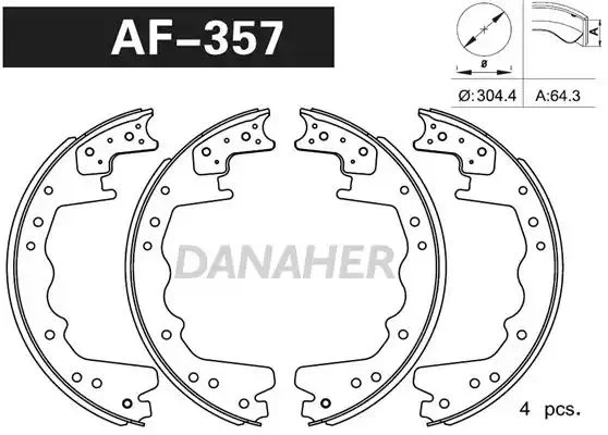 AF357 DANAHER Комлект тормозных накладок (фото 1)