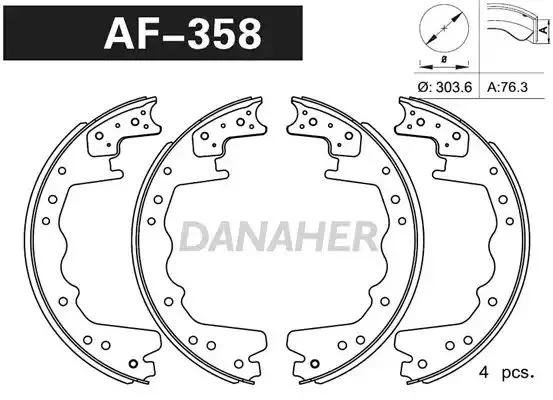 AF358 DANAHER Комлект тормозных накладок (фото 1)