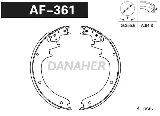 AF361 DANAHER Комлект тормозных накладок (фото 1)