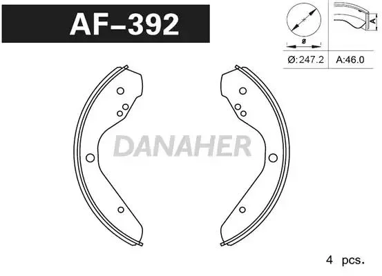 AF392 DANAHER Комлект тормозных накладок (фото 1)