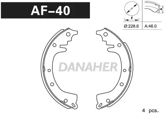 AF40 DANAHER Комлект тормозных накладок (фото 1)