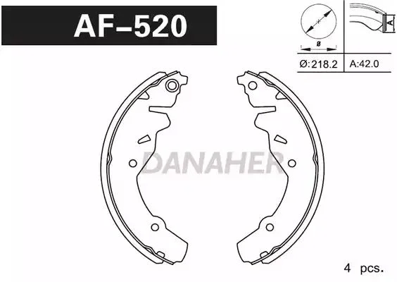 AF520 DANAHER Комлект тормозных накладок (фото 1)