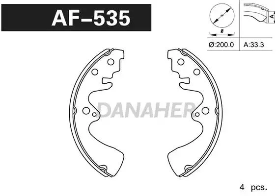 AF535 DANAHER Комлект тормозных накладок (фото 1)