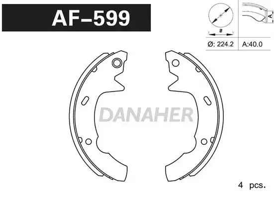 AF599 DANAHER Комлект тормозных накладок (фото 1)