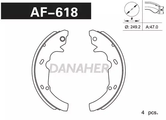 AF618 DANAHER Комлект тормозных накладок (фото 1)