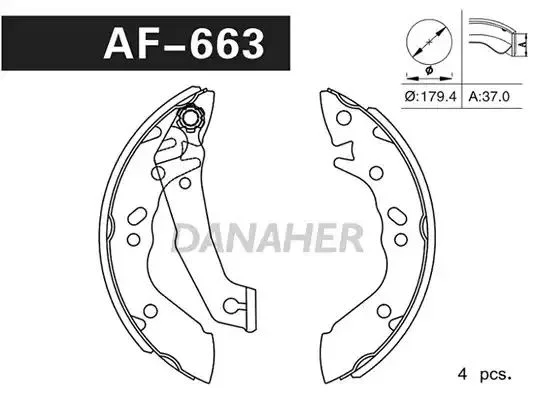 AF663 DANAHER Комлект тормозных накладок (фото 1)
